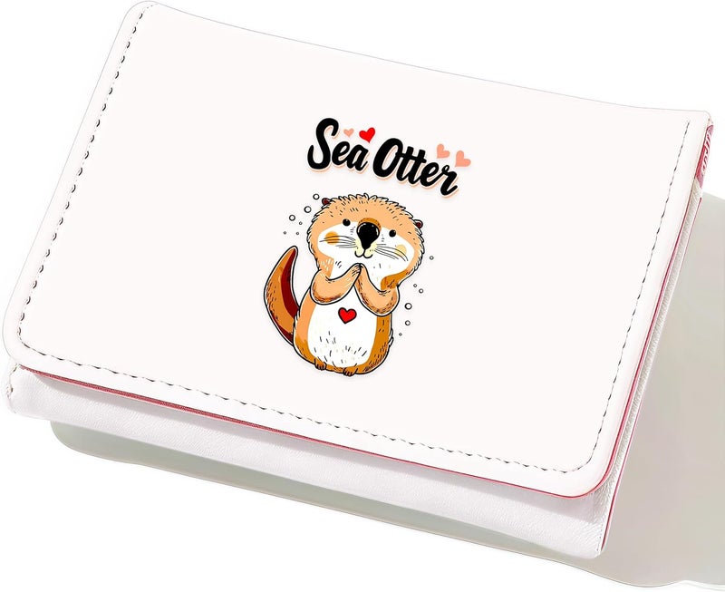 BJDAMAI Sea Otter Wallet For Teens Kids Girls Age 6,7,8,9,10,11,12, Small Slim Thin Mini Compact Women Wallet, Animal Lovers Gifts Stuff, Cash Card Coin Pocket Window For Female! - Image 1